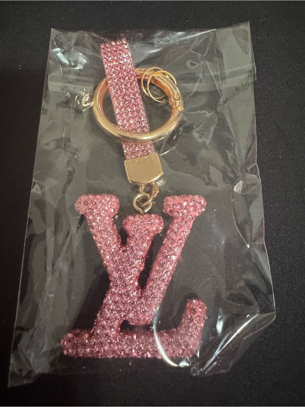 Pink Fashion Keychain with Gold Hardware